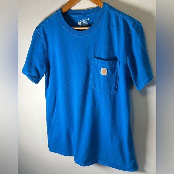 Carhartt Loose Fit Short Sleeve T-Shirt Pocket Blue Size M (8-10) EUC - Picture 3 of 9